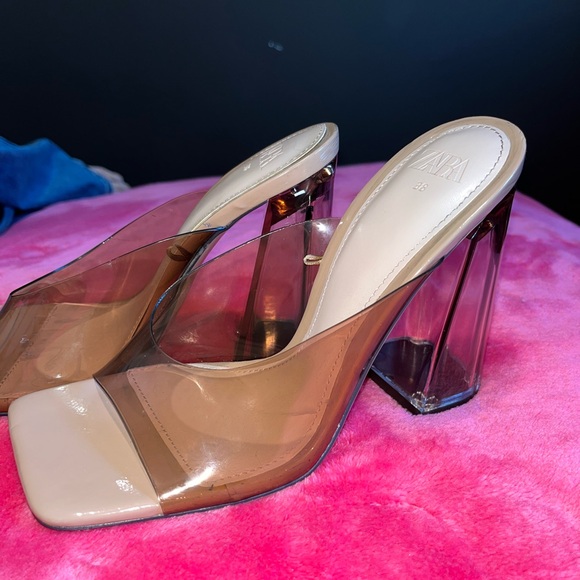 Beautiful brown glass square toes block heel slipper from Zara - Picture 5 of 5